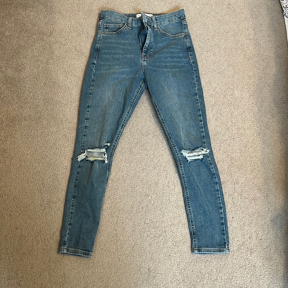 top shop size 28 light wash jeans